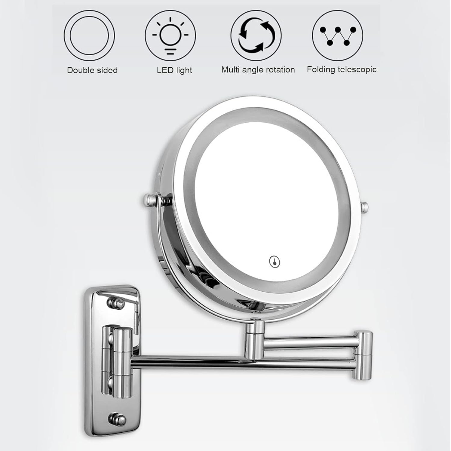 Entatial LED Lighted Vanity Mirror, Wall Mounted Makeup Mirror Double