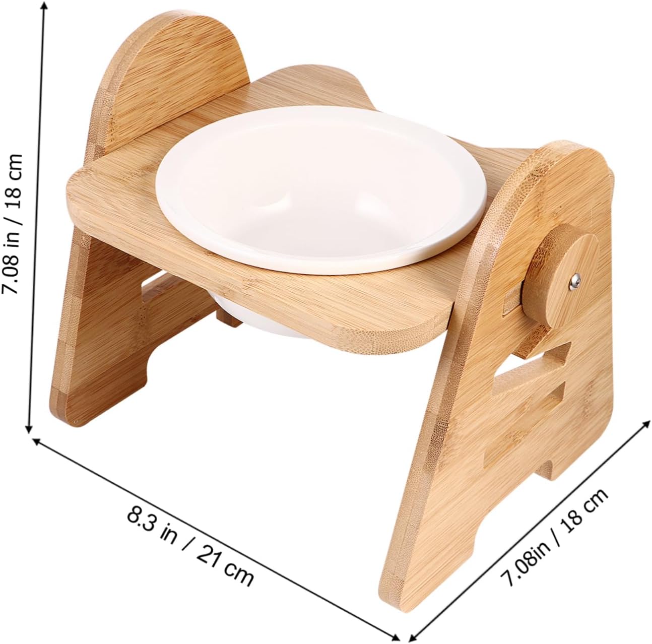 Totority Elevated Wooden Cat Bowl with Adjustable Stand Tilted PET Feeder for Food and Water Non-Slip Design for Cats and Kittens