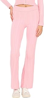 Womens Cable Knit Wide-Leg Sweater Pants