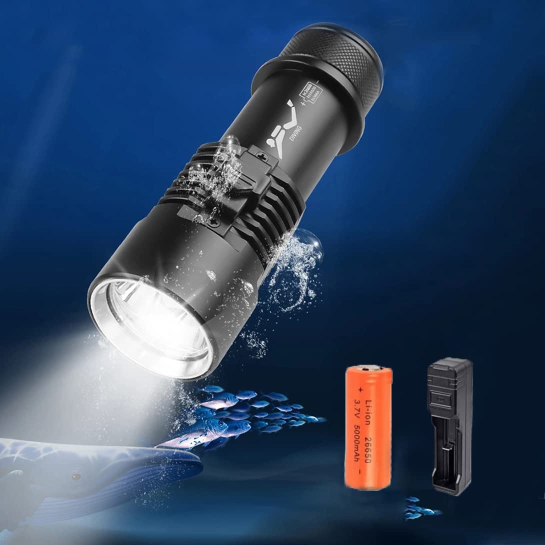 Buy XHP70 LED Diving Torch Super Bright 5000 Lumens with Rechargeable