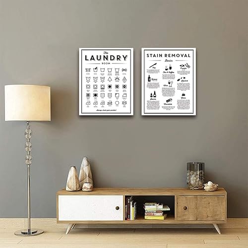 Miniatura 10 de Ecyanlv Cartel de pintura en lienzo con símbolos y manchas para eliminar manchas, pintura blanca y negra, decoración de pared, regalo de