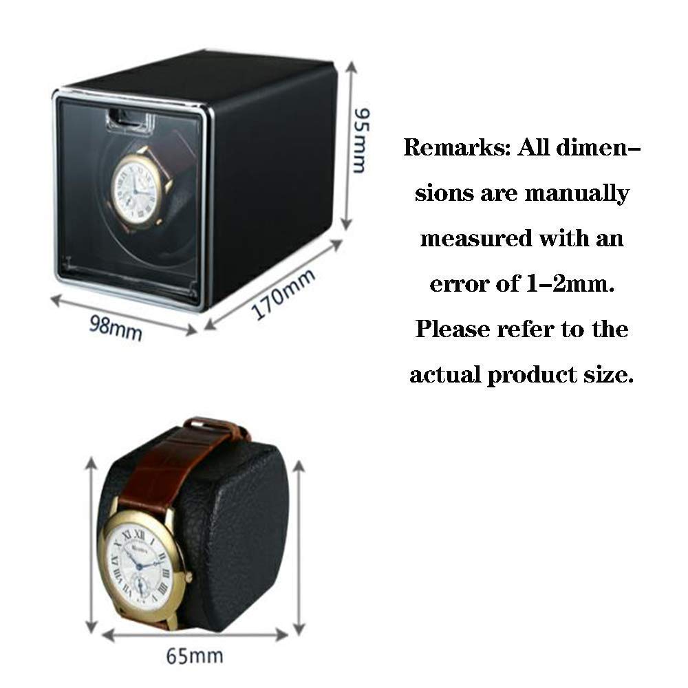 Enrollador de Reloj automático, Estuche enrollador automático de un Solo Reloj para 1 Reloj con Motor silencioso Caja de exhibición de Almacenamiento de Relojes giratorios (5) (4)