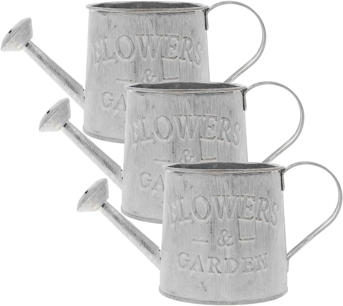 Hemoton Galvanized Flower Bucket Planters 3-Pack Rustic Metal Floral Containers with Handle 7.5 Inch Decorative Plant Pots for Centerpieces Indoor Outdoor Shabby Chic Vintage Farmhouse Decor
