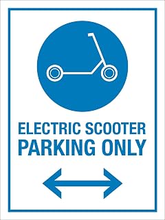 Electric Scooter Parking Only Warning 12 X 16 Inch Metal Tin Sign Caution Notice for Yard, Office, Outdoor & Indoor Safety