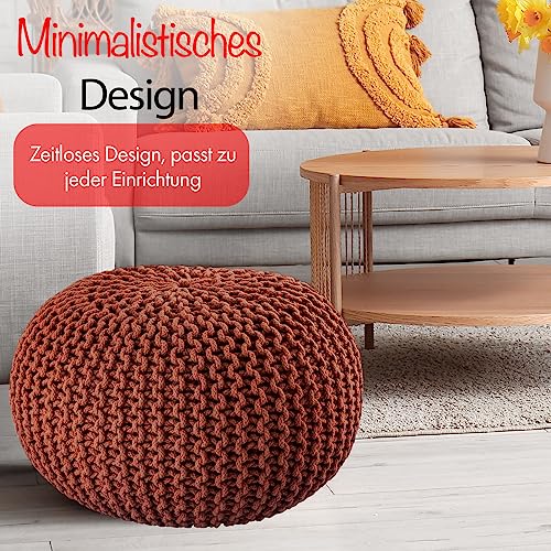 Pouf tricot fait main coton recyclé 55 cm ELYFLAIR