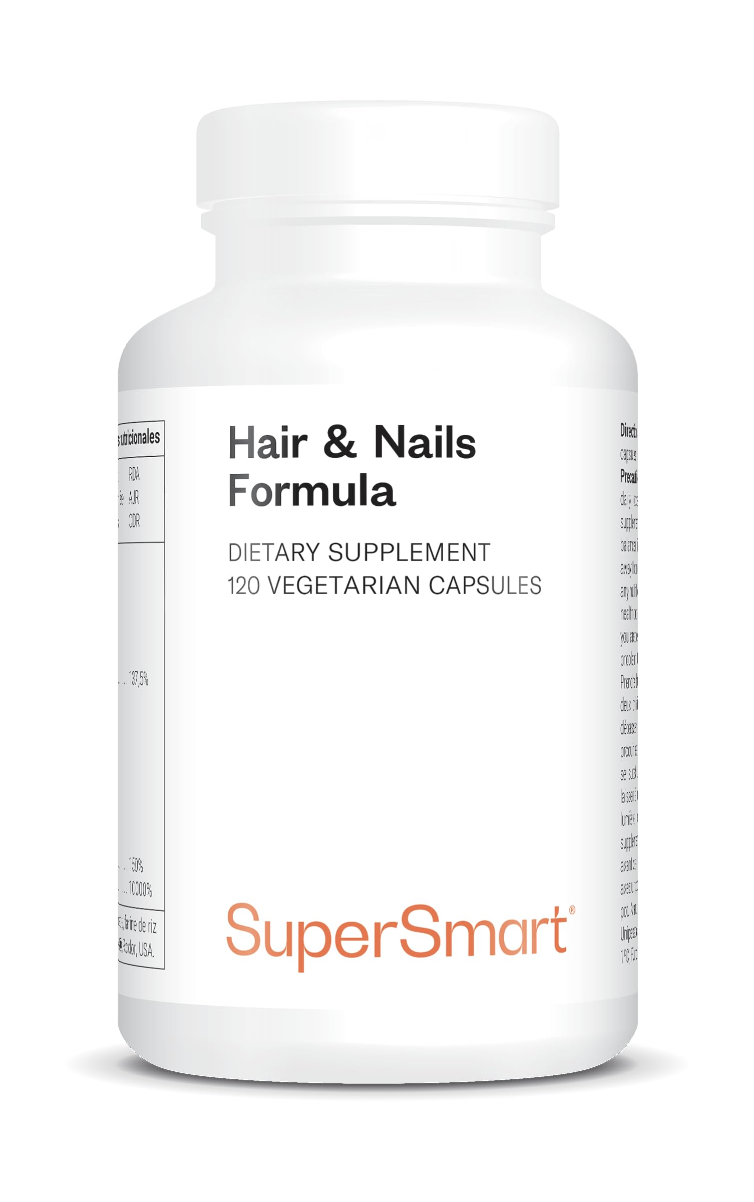 Hair & Nails Formula - Le plus Efficace pour la Santé des Cheveux et des Ongles - Des Cheveux Doux & Radieux - Kératine Brevetée - Zinc - Biotine - MSM - Extrait de Bambou - Sans Gluten - Supersmart