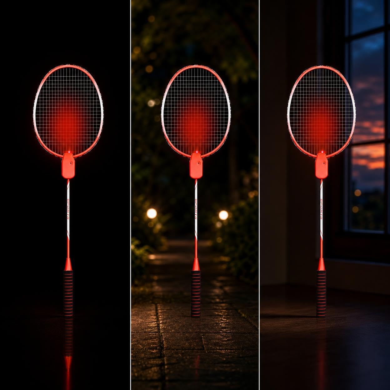 Raqueta Bádminton Luminosa Raqueta Porte Nocturno Resistente Bolsa Transporte Incluida Acuada para Práctica Recreativa Clubes Escolares Parques Fiestas Nocturnas Actividas en Comunidad