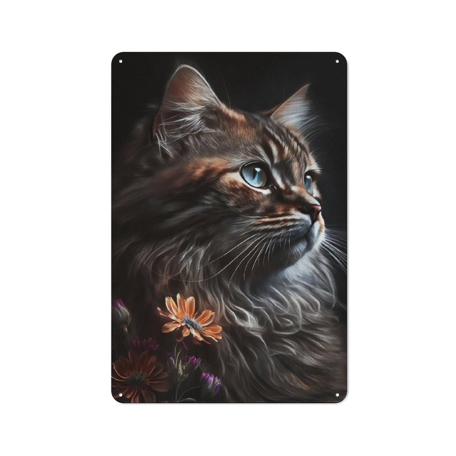 Junmoney Cute Cat Expression Tin Wall Plaque 30X20cm With For Bar Or Restaurant, Suited To Bar Decor Enthusiasts