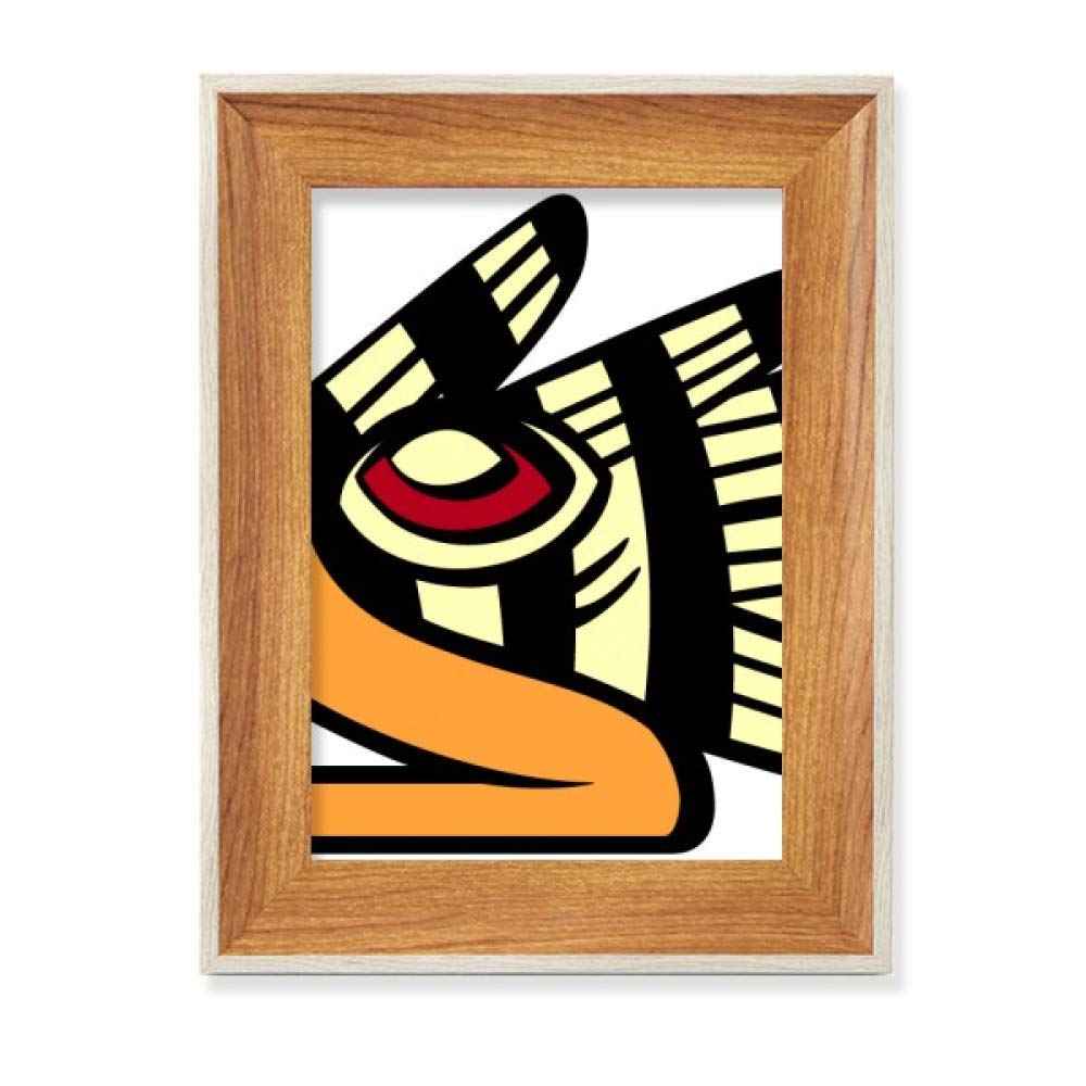 Art Abstrait Indien avec Cadre Photo en Bois de Bureau et Dessin Tête d'Aigle
