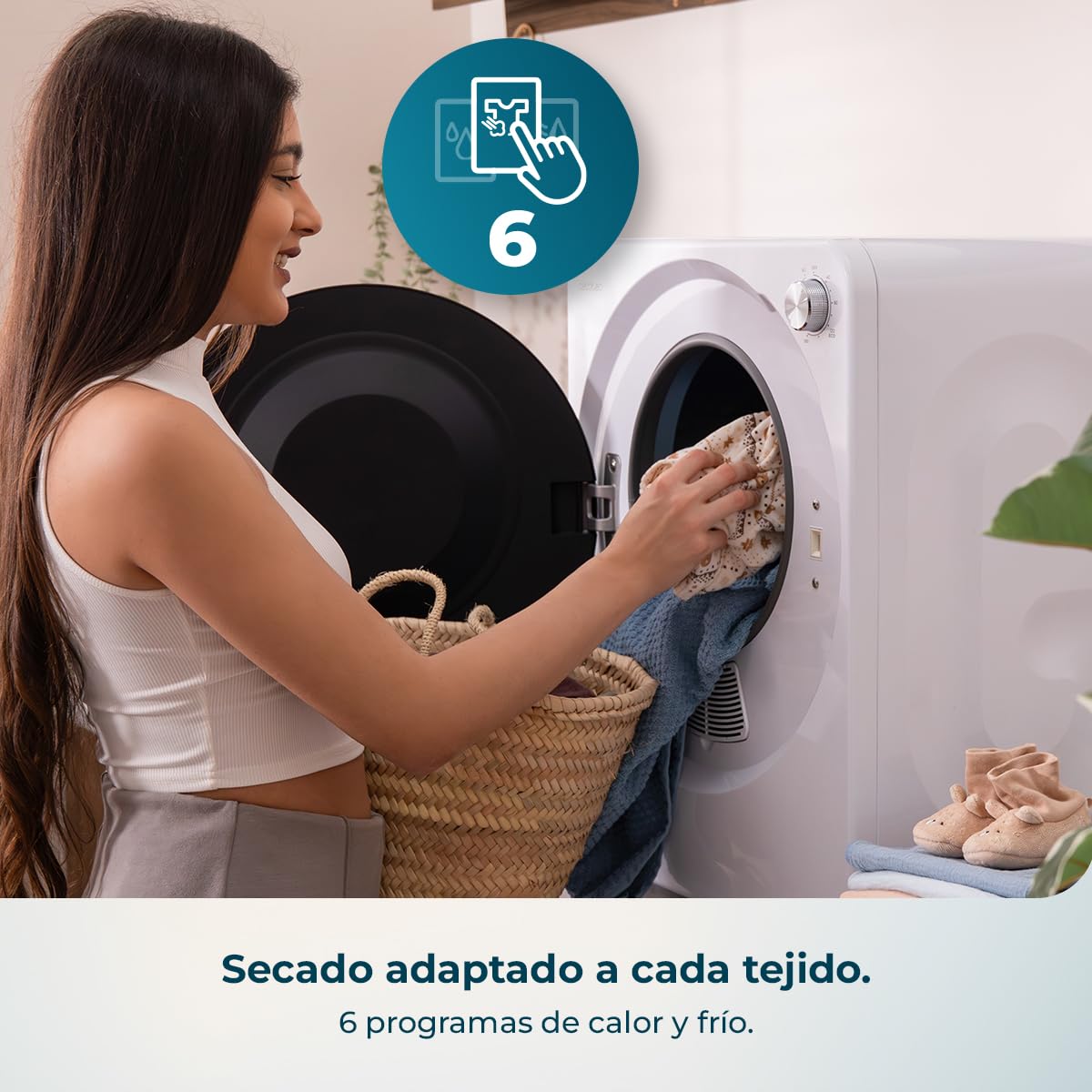 Cecotec Mini Secadora de Evacuación 2,5Kg Bolero DressCode Dry 3150V. 950W, 6 Programas, Programa ECO, Control Knob Intuitivo, Secado Rápido y Eficiente, Ideal Espacios Pequeños, Blanco — view 6