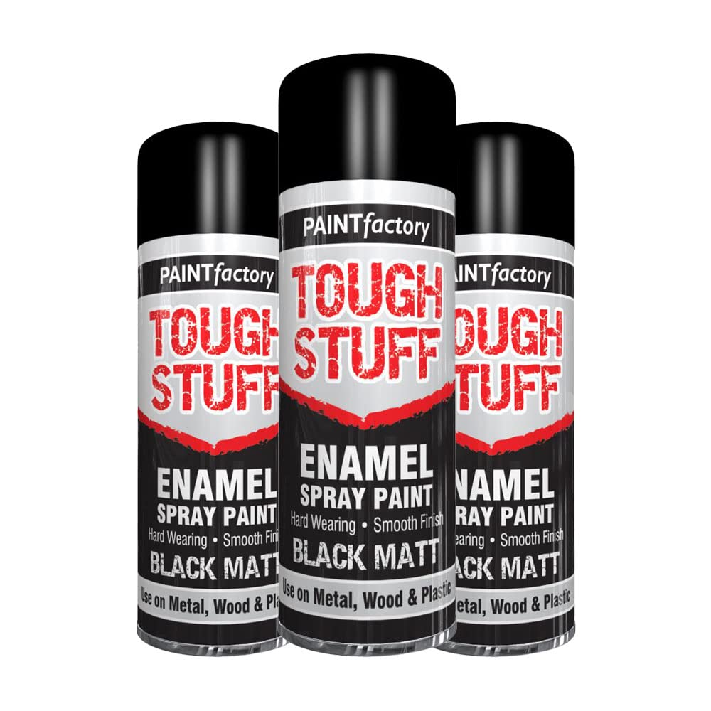 Classic Signature Black Matt - 3 X Enamel Spray Paint 400Ml Tough Stuff Hard Wearing Smooth Aerosol For Metal Wood And Plastic