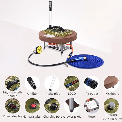 Miniatura 2 de Tuopus Ventilador de buceo, sistema de respiración subacuática recargable portátil, sistema de buceo, sistemas de buceo con manguera de 49 pies y