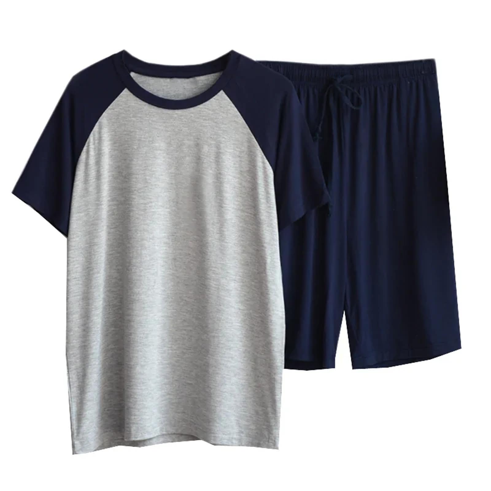 Lmtossey Pijama de verano modal para sección delgada, pantalones cortos sueltos de manga corta, se pueden llevar fuera del hogar