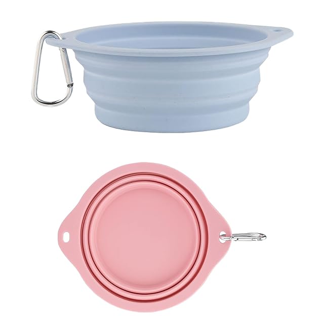 Foto 3 de 5 de Pack de 2 Cuencos Plegables de Silicona para Perros Portátiles, Plegables y Expandibles para Uso en Interiores