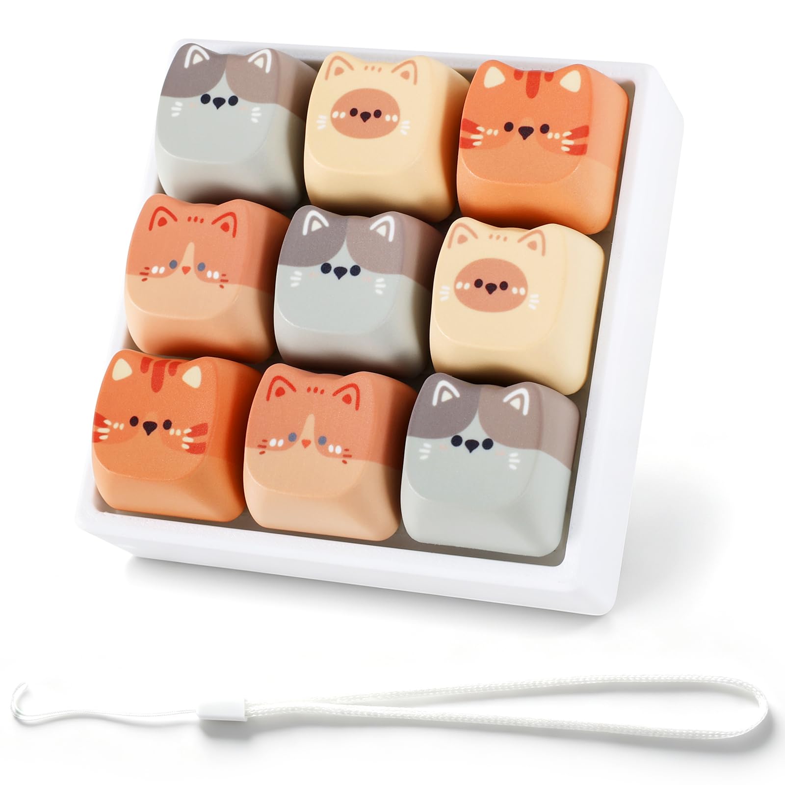 9-Key Keyboard Fidget Toy Cute Cat Keycap Clicky Fidget Clicker for Adults