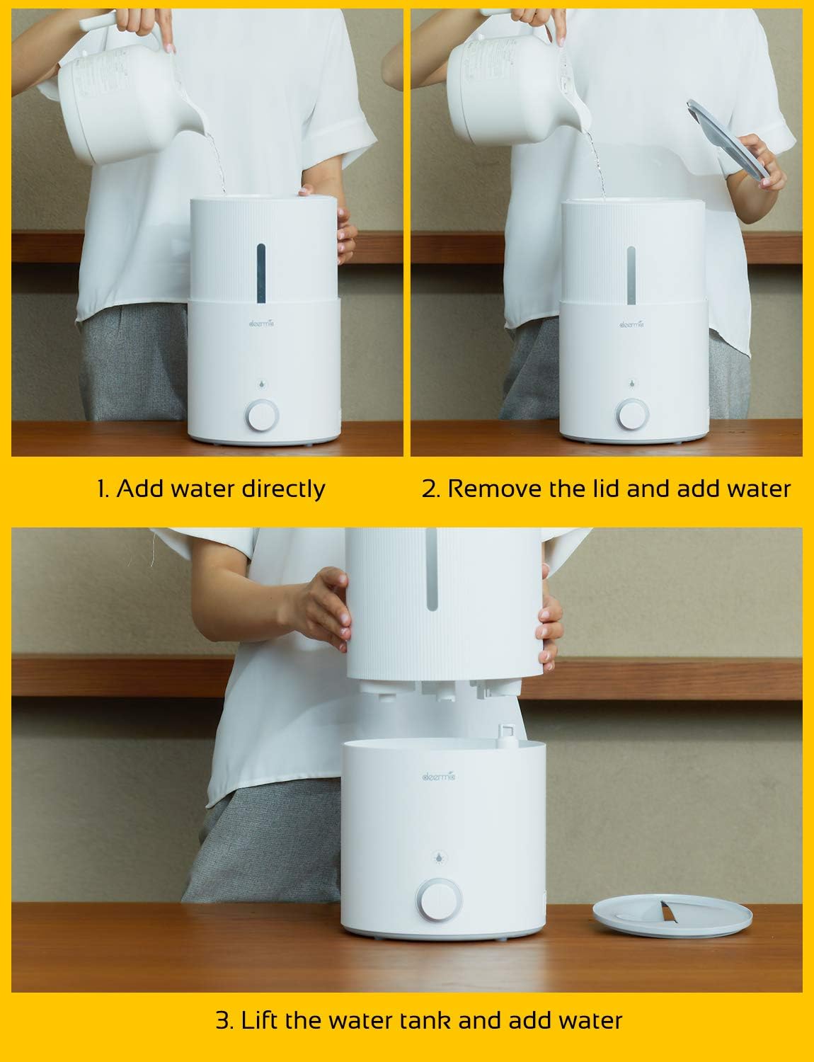 Three ways to fill the DEERMA SJS100 Humidifier with water