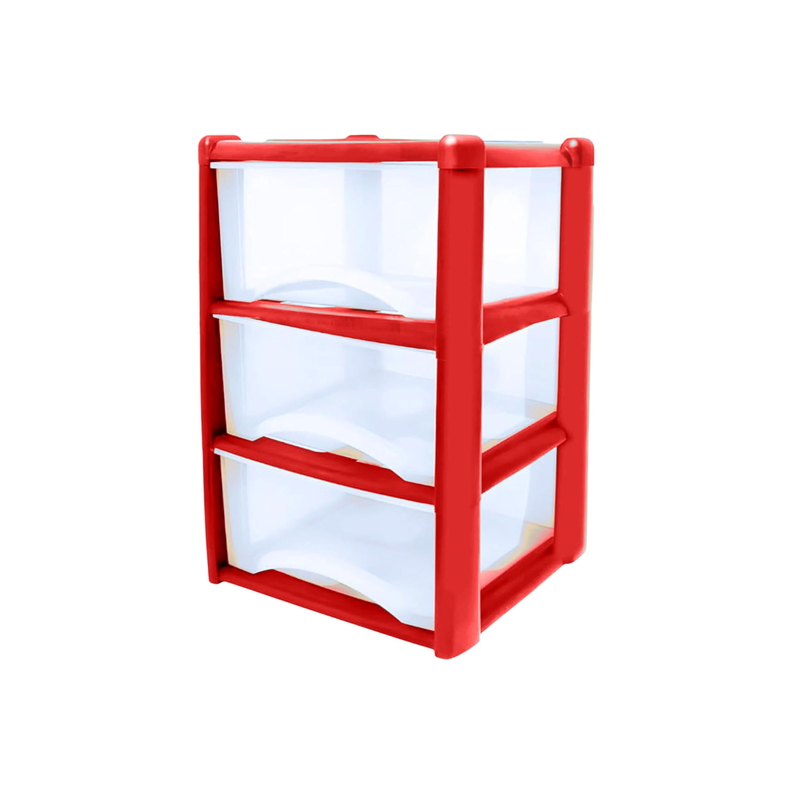 Neat. 3 Plastic Storage Drawers Unit with See-Through Drawers, Compact Vertical Design โ Durable Plastic, Ideal for Organizing Office Crafts, and Household Items, 60cm x L39cm x W39cm -Red โ image 1