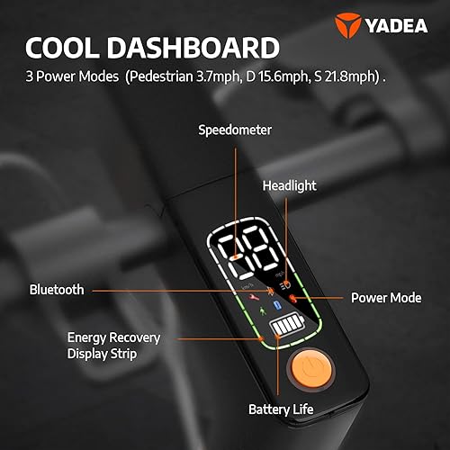 Miniatura 5 de YADEA Scooter eléctrico KS5 Pro para adultos velocidades máximas de 218 MPH 372 millas de largo alcance 3 modos ajustables doble absorción de