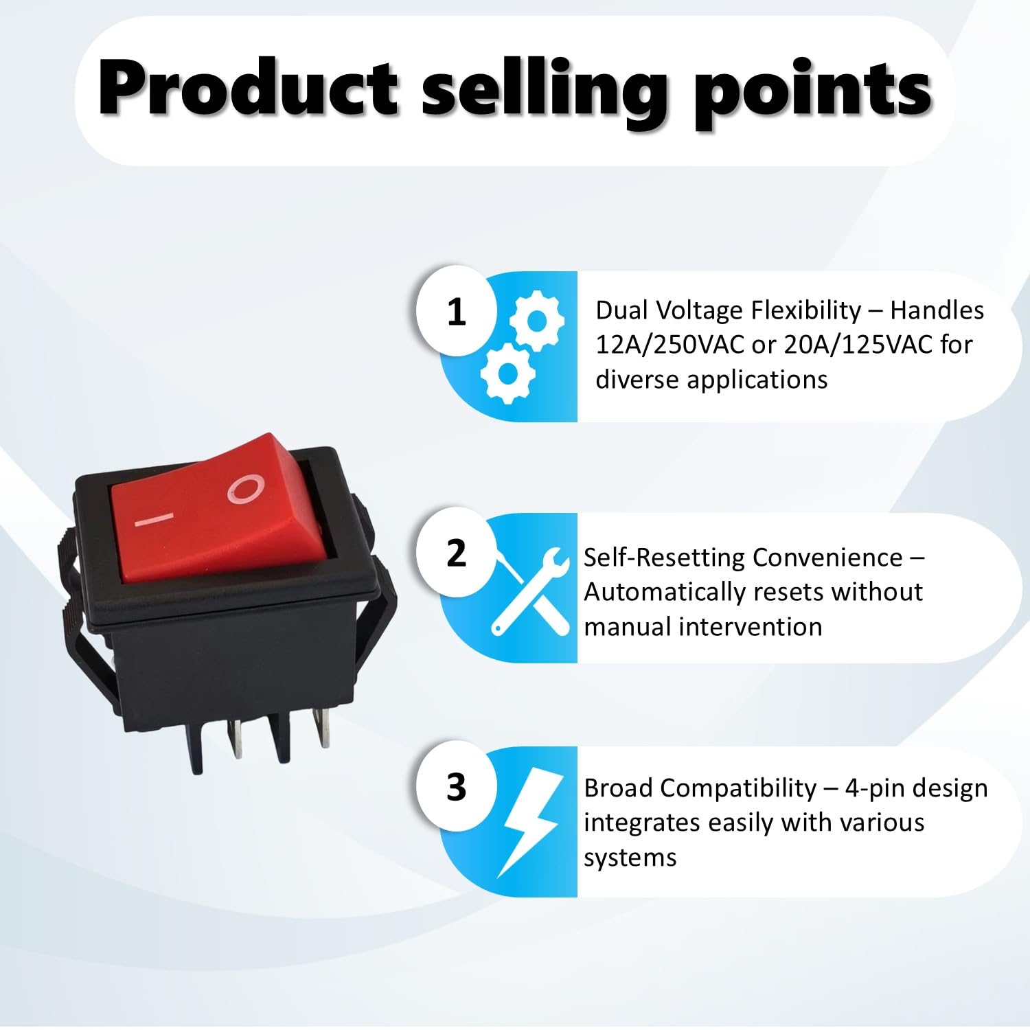 Amazon.co.jp: KND2-12/2ロッカースイッチ - セルフリセット、4ピン