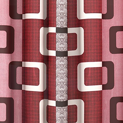 Image of Story@Home Combo Set of 2 Piece Modern Polyester Eyelet Abstract Pattern Ringtop Printed Window Curtains - 5 Feet, Grey & Maroon