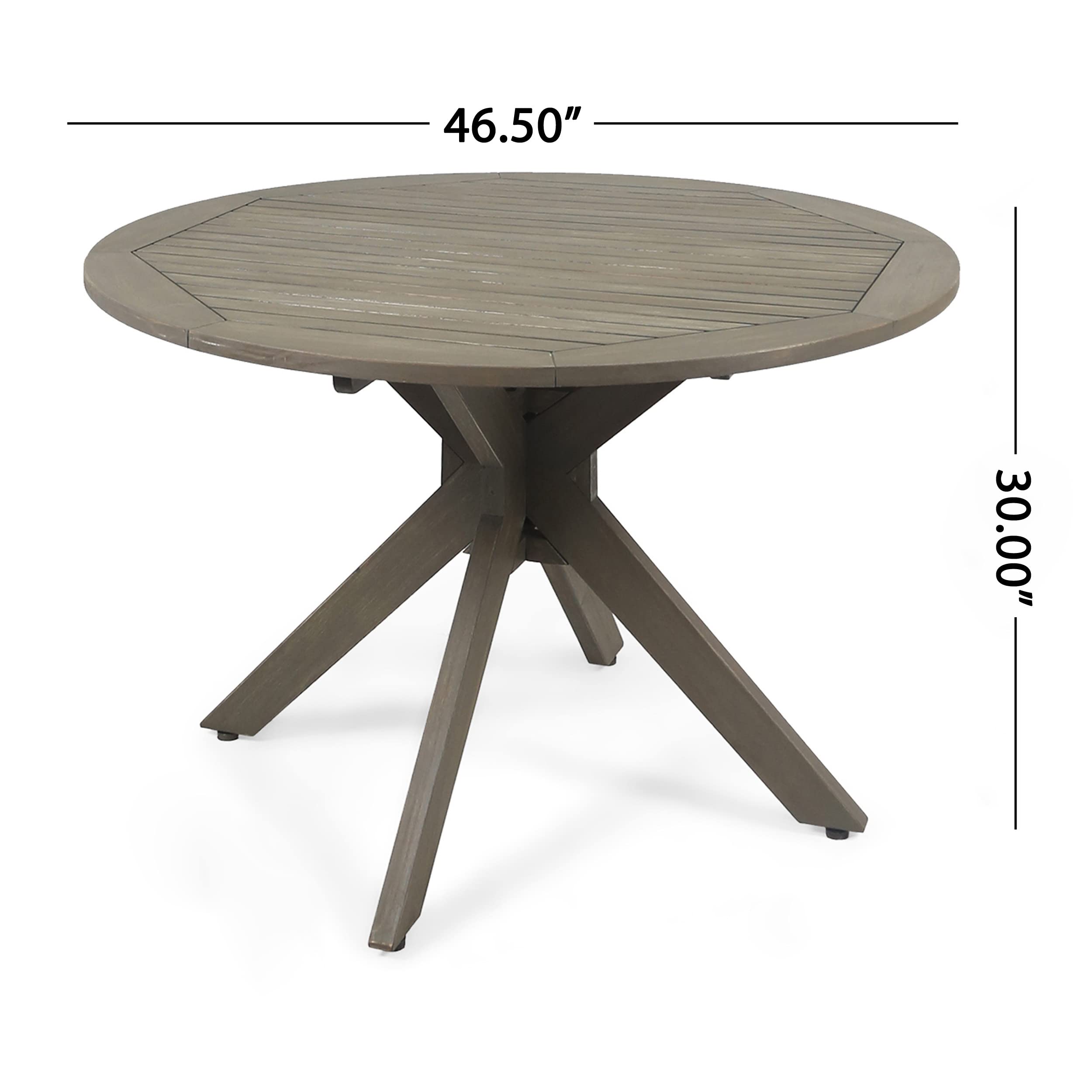 Orwel - Juego de comedor de madera y mimbre para exteriores, 5 piezas, acabado gris/gris 3