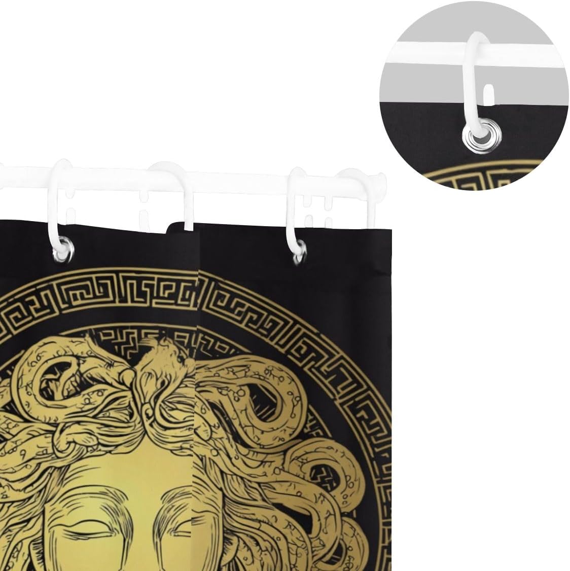 Tarity Black Shower Curtain Waterproof Fabric Shower Curtains for Bathroom with 12 Thicken Hooks Polyester Washable Shower Curtain Set Long Cloth Bath Shower Bathtub Curtains Bathroom Decor,60x72in