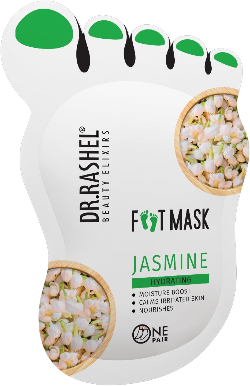 Dr.Rashel Jasmine Peeling Mask for Cracked Feet | Dead Skin Remover | Heel Peel Pedicure | At Home Foot Care | Lavender | Exfoliant Foot Crack Mask with Moisturising Agents