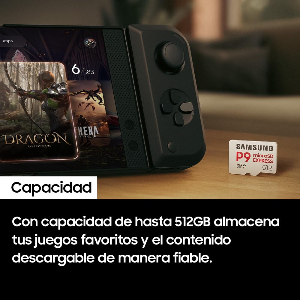Samsung P9 Express microSD 512GB, Velocidad de Lectura hasta 800 MB/s, U3, V30, A1, para Nintendo Switch 2, Smartphones, Tablets, GoPRO, Dron dji, Steam Deck, (MB MK512T)
