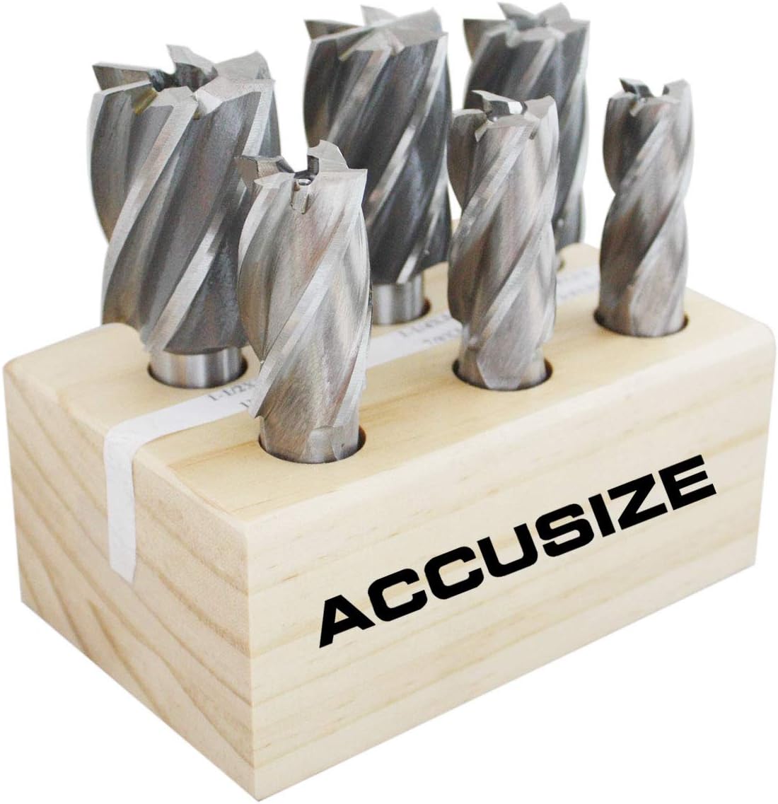 Accusize Industrial Tools6 Pc Multi Flute Bridgeport H.S.S. End Mills Set, 3/4'' Shank, 4 and 6 Flute, Cutting Dia from 3/4'' to 1-1/2'', 1822-0206
