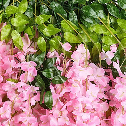 Image of Artificial Hanging Wisteria Flower Vine (Pink) - Pack of 6