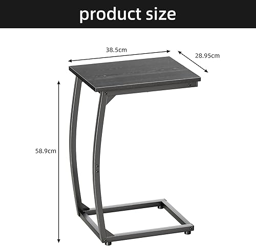 Miniatura 3 de Juego de 2 Mesas Auxiliares en Forma de C - Mesa Lateral para Sofá, Patas de Soporte Curvas, Mesa Deslizante Bajo el Sofá para Televisión, Bandeja