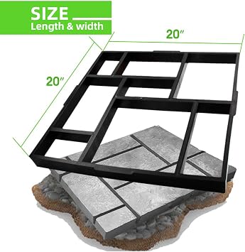 CJGQ 20x20x1.8 Plus Size Walk Maker Reusable Concrete Path Maker Molds Stepping Stone Paver Lawn Patio Yard Garden DIY Walkway Pavement Paving Moulds (8-Grid)