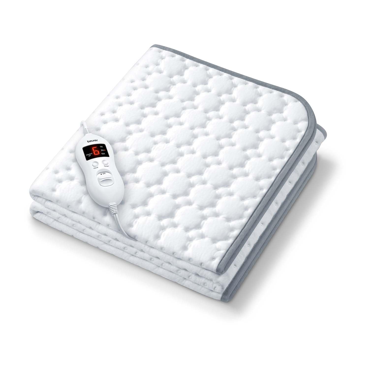 Beurer UWB55 Heated Mattress Pad with 8 Temperature Settings & Ultra-Soft Fleece, 59" x 31.5", Electric Bed Warmer with Overheat Safety Features, Fast Heating, Machine Washable