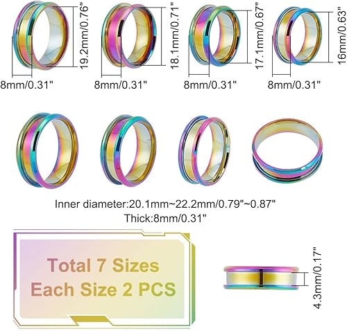 Miniatura 2 de UNICRAFTALE Blank Core Ring Stainless Steel Grooved Ring Round Empty Ring for Inlay Ring Jewelry Wedding Band Making