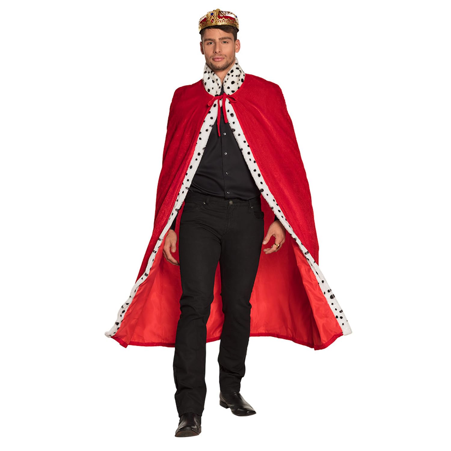 MIVAIUN Koningin-cape voor volwassenen, met kroon, middeleeuws kostuum, voor Halloween, Kerstmis, carnaval, cosplay, themafeesten, mannen, vrouwen, 120 cm (rood