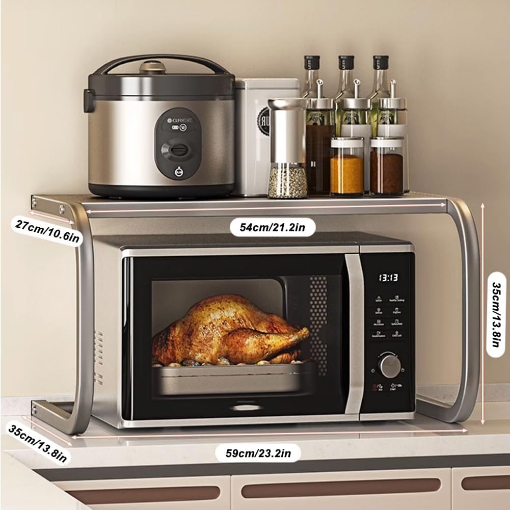 Small Microwave Rack Storage Shelving, 23inch Oven Storage Carbon Steel Microwave Stand Kitchen Counter Shelf