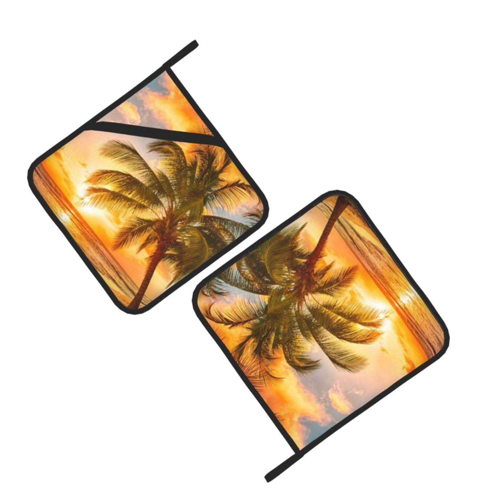 Sunset at The Beach Printed Oven Pot Holders Set of 2 Pcs Heat Resistant Kitchen Microwave Potholders for Cooking Baking Grilling