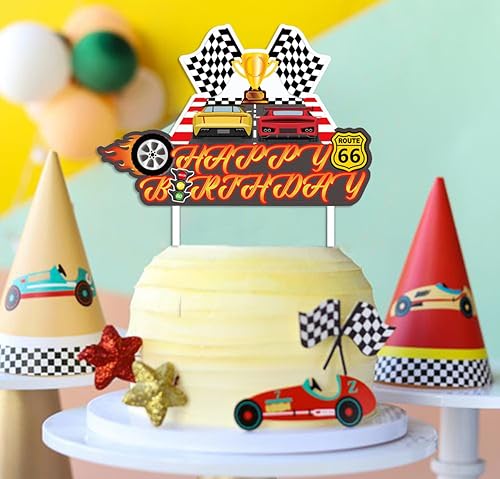 Miniatura 5 de Decoración de pastel de carreras para tartas de cumpleaños  1 unidad, 8 pulgadas  Decoración de pastel de coches de carreras para niños entusiastas