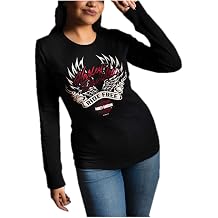 Women's Foiled Wings Vibe Long Sleeve Cotton Shirt - Black