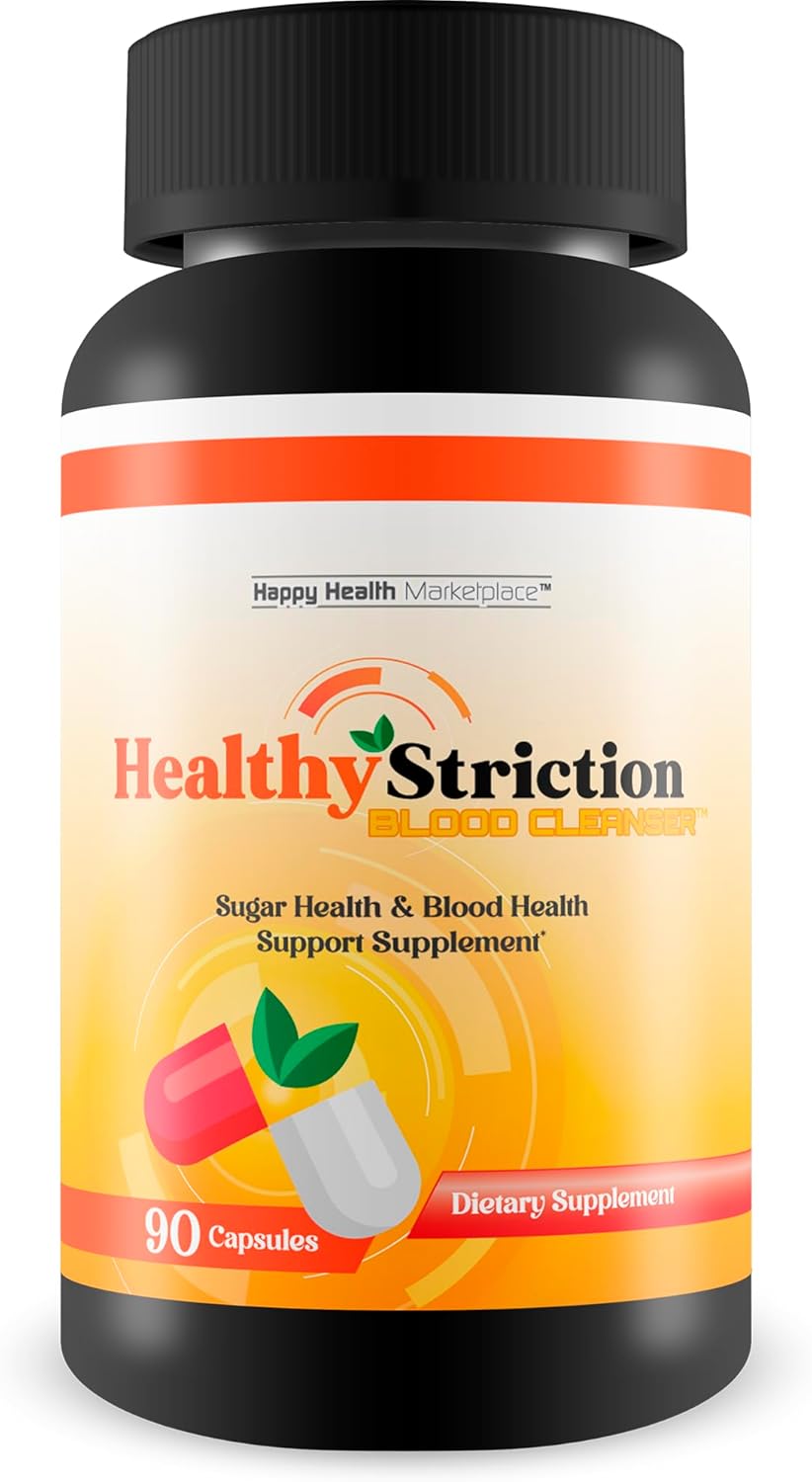 Healthy Striction Blood Cleanser - Our Best Blood Cleanser for Sugar Support & Blood Support - Blood Balance Blood Booster Circulatory Supplements - Sugar Health Blood Health - Circulatory Support
