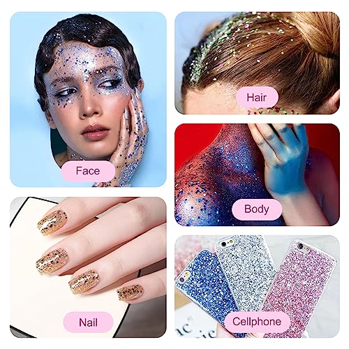 Festival Glitter, Face Glitter, 24 Color Body Glitter, Holographic Sequins for Face Hair, Body, Nail, Eye - Image 2