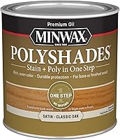 Minwax PolyShades Classic Oak Satin Wood Stain & Polyurethane Finish, 1/2 Pint - One-Step Wood Refinisher