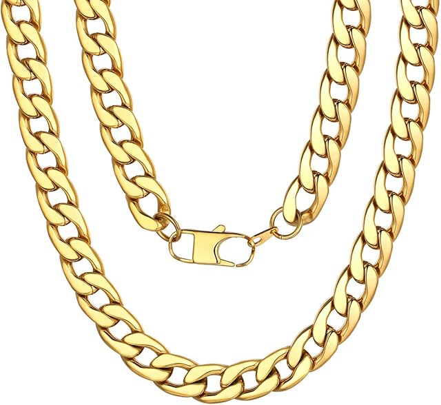 ChainsPro Curb Chains for Men,Stainless Steel Cuban Necklace 5/9/12/15mm (Gift Wrapped)