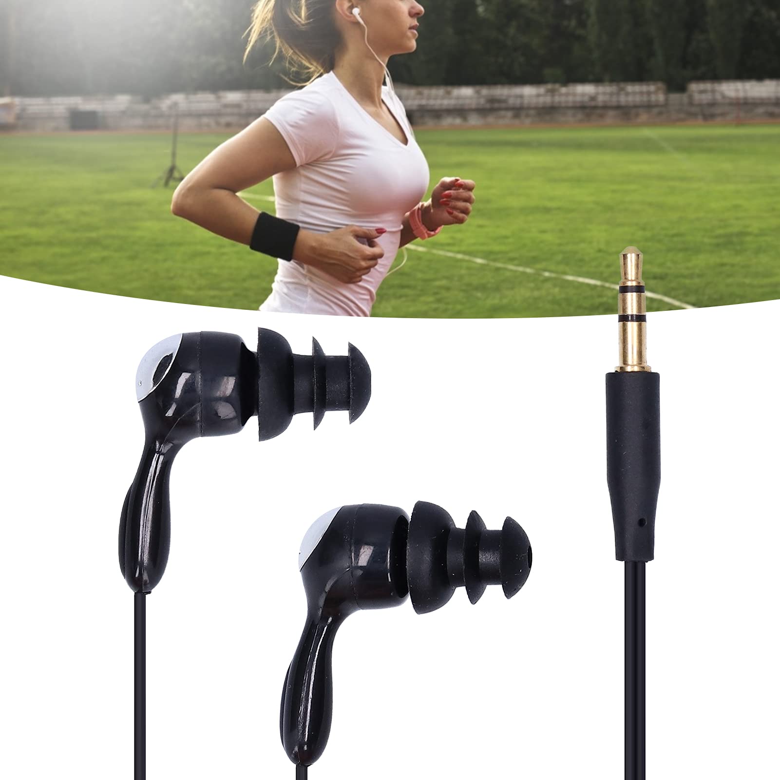 JTLB Écouteurs étanches avec câbles plus courts et design ergonomique pour la natation, la course et le surf (noir)