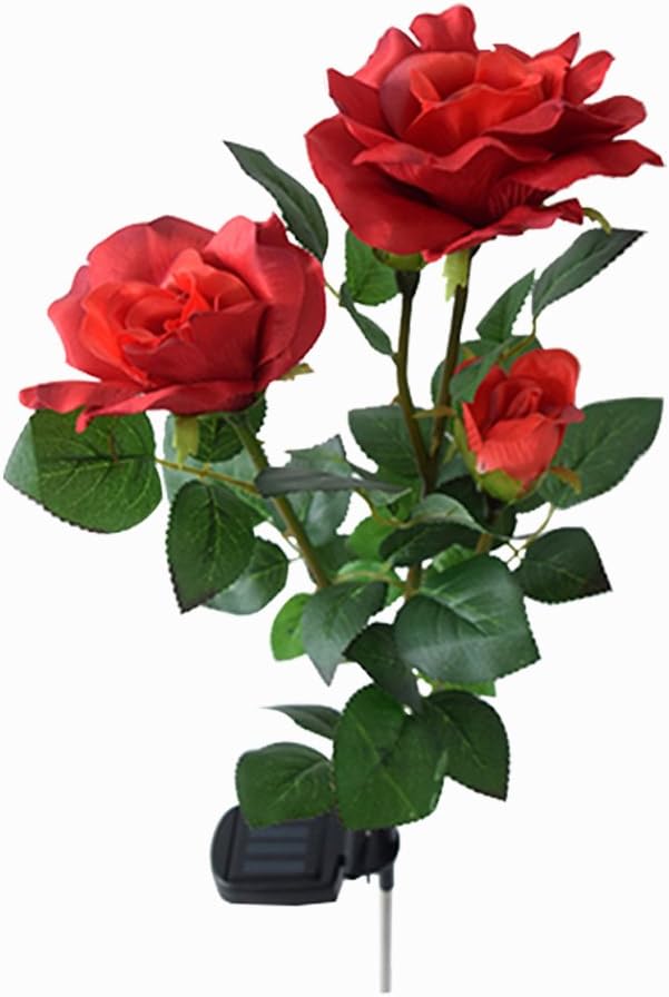 FullHappy Solar Powered LED Rose Lights, Outdoor Decorative lamp for Patio, Lawn, Garden (Red)