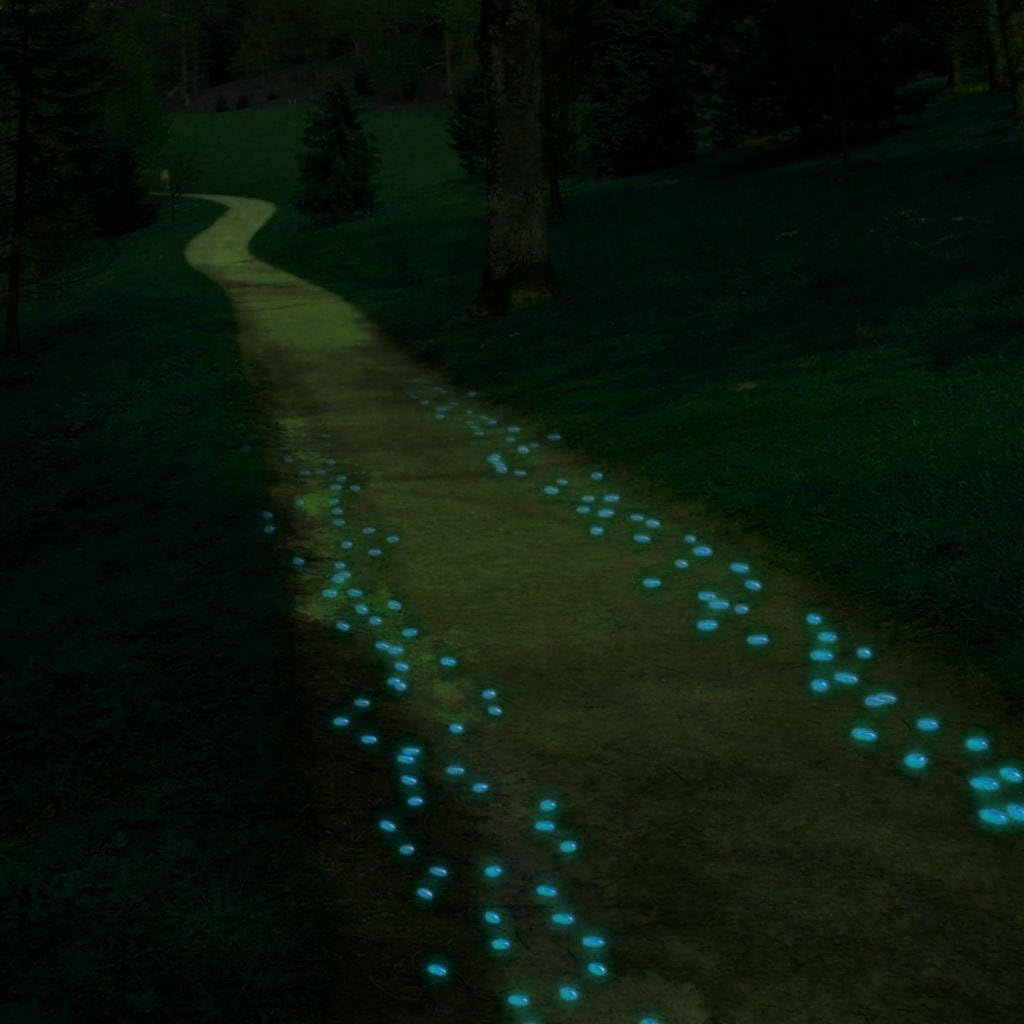 DE 100 Man-made Blue Glow in the Dark Pebbles Stone for Garden Walkway