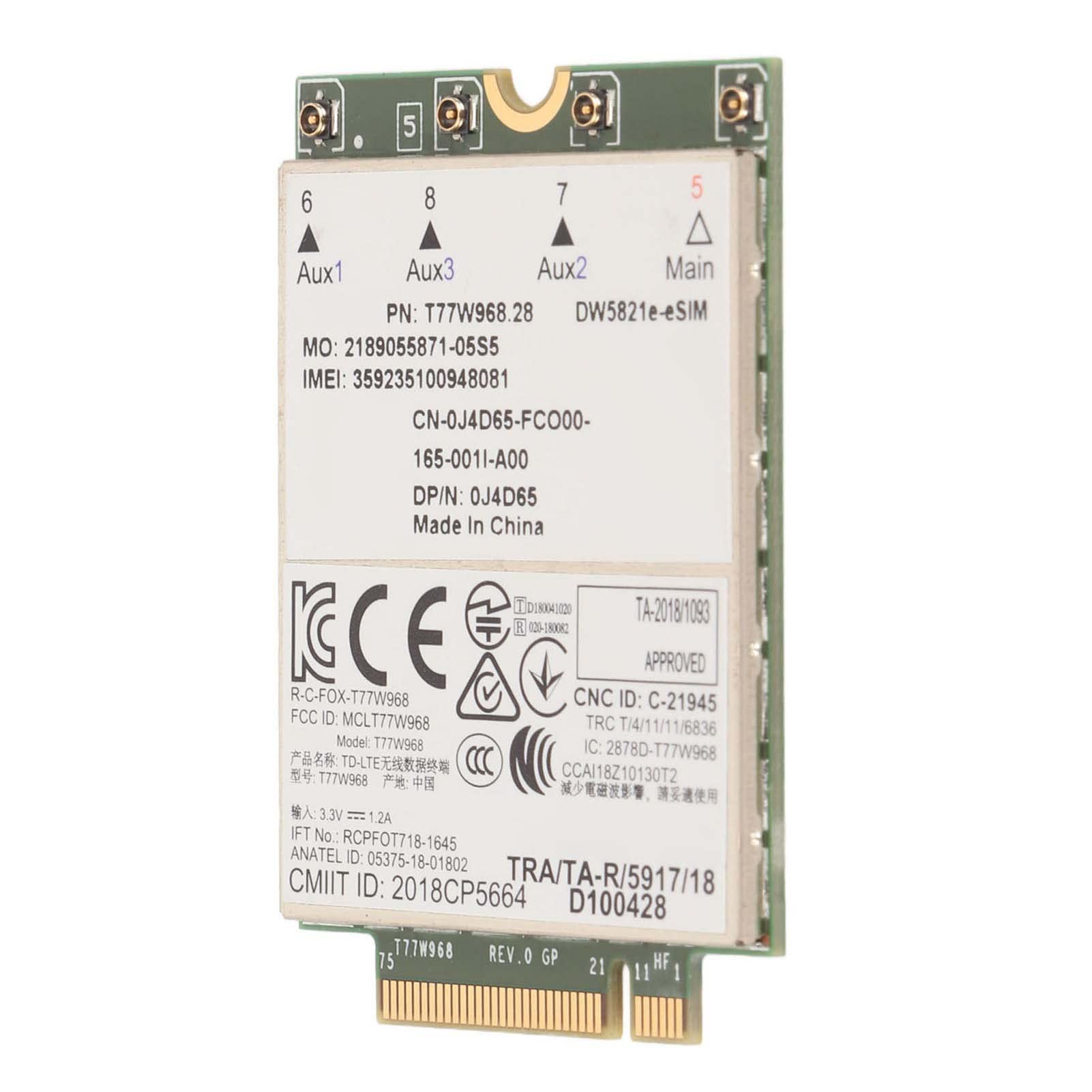 Yunseity Scheda Modulo 4G, Scheda di Rete 77W968 DW5821e CAT16 1GBPS, Supporto Supporto E Scheda di Rete ESIM per Laptop dell