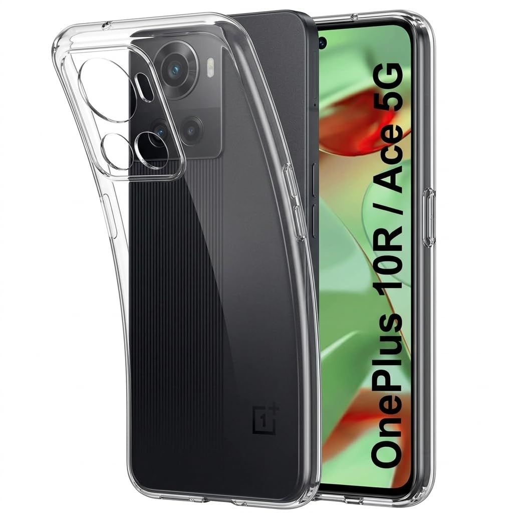 JANAK RAJ Soft Crystal Clear Back Case Cover Compatible with OnePlus 10R / 1+Ace 5G | 100% Transparent Shockproof Silicone 360 Protective Design - Clear