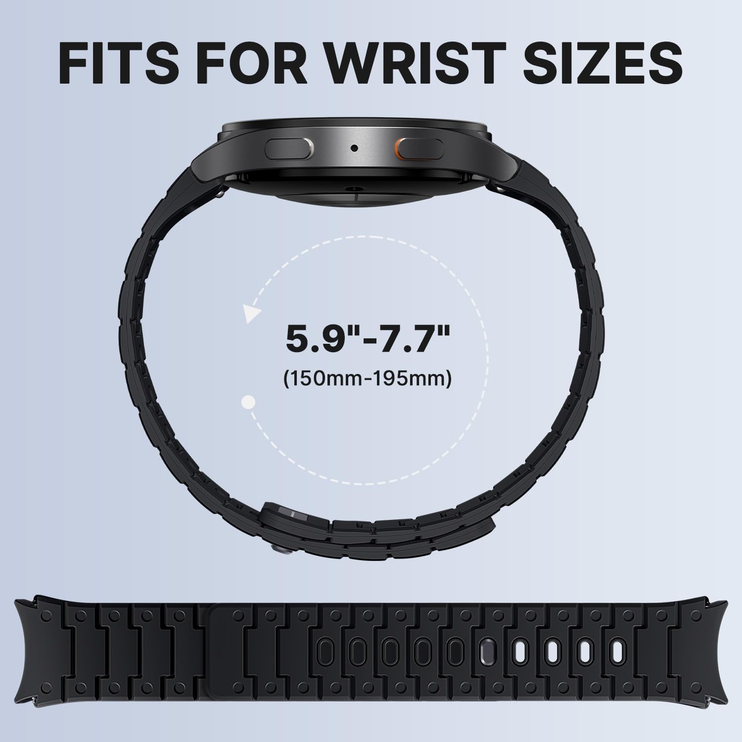 Bandletic Silicone Magnetic Band Compatible with Samsung Galaxy Watch 7 6 5 4 FE 40mm 44mm/Watch 6 4 Classic 43mm 47mm 42mm 46mm/Watch 5 Pro 45mm, 20mm No Gap Soft Sport Strap for Men Women