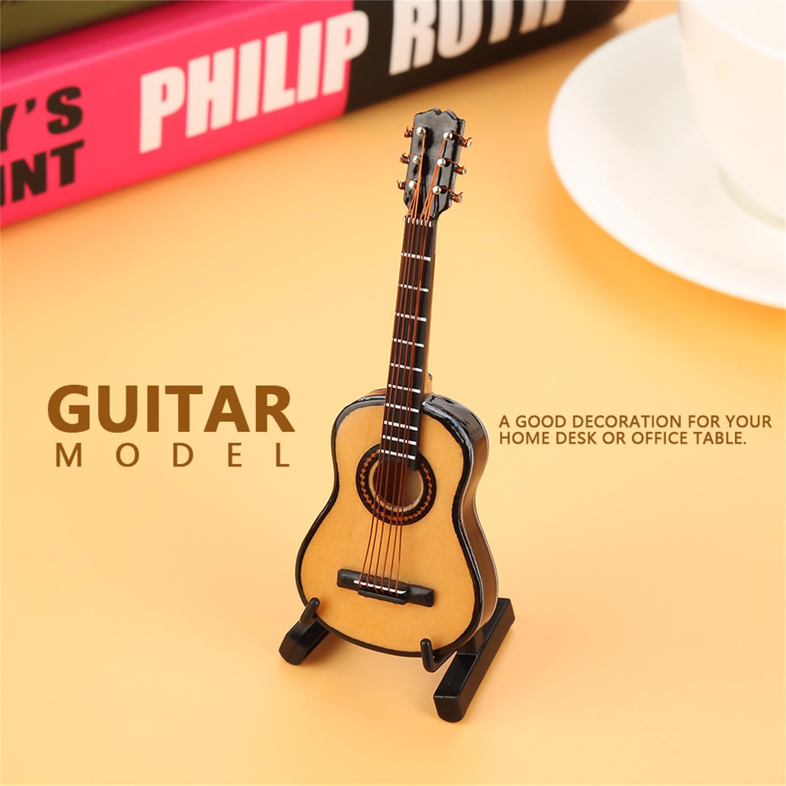Wooden Guitar Model Decoration, Painted Processing Guitar Model, for Home Office Table Desk Office